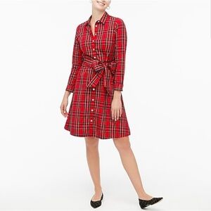 NWT: J.Crew Red Tartan tie waist Plaid Red dress ♥️